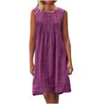 thumbnail image 1 of Robes de Travail pour Femmes 2025 en Liquidation Robe en Coton et Lin pour Femmes Robes d'Été Plissées Sans Manches Robe de Plage Décontractée Mini Robe 2025 Nouvelles Roses, 1 of 8
