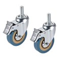 thumbnail image 1 of Unique Bargains Swivel Caster Wheels PVC Caster 3 Inch Wheel M12 x 30mm Threaded Stem with Brake , 88lb Capacity , 2pcs, 1 of 3