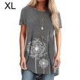thumbnail image 1 of yingyy Femmes T-shirt Imprimé Casual Chemisier Manches Courtes Col Rond Top, Bleu, Gris S XL, 1 of 5