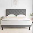 thumbnail image 1 of Queen Bed Frame, Queen Size Platform Bed with Fabric Upholstered Headboard, Light Gray, 1 of 6