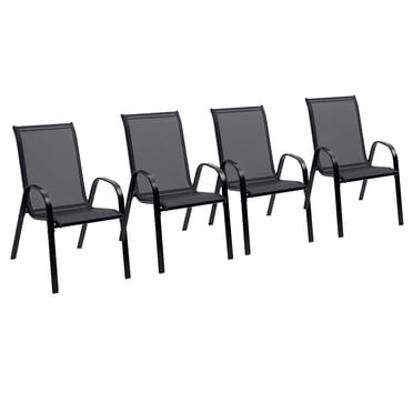 Outsunny 4-Piece Outdoor Dining Chair Set for Relaxing on Patio, Black
