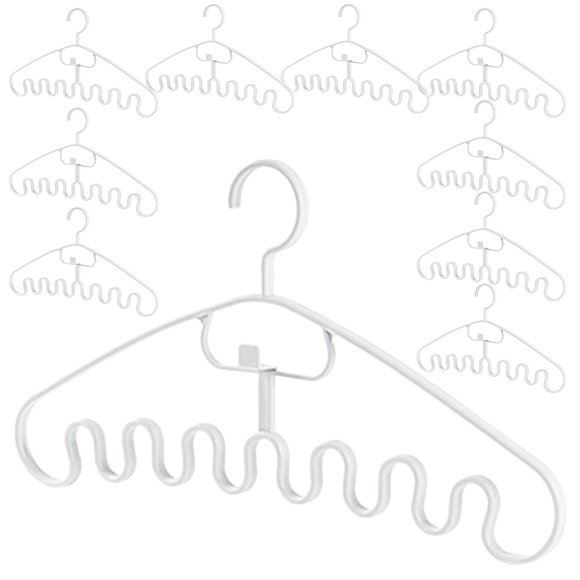 STRANDCHIC 10Pcs White Wave Shaped Closet Hangers Multipurpose Rack for Storage of Clothes Accessories