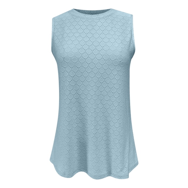Timegard Camisole pour Femmes Col Rond Oeillets Sans Manches Confortable Fluide Plage Vacances Décontractée Ample Hauts
