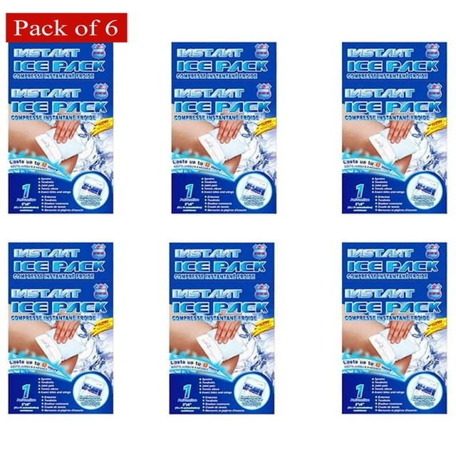 Aide Instantanée - Bloc Réfrigérant Instantané (Lot de 6) par Purest. Chaque Paquet Offre un Soulagement Rapide des Contusions, de l'Enflure, des Spasmes Musculaires, de la Douleur, des Maux de Tête, des Blessures Mineures, des Piqûres d'Insectes et des Saignements de Nez. compresses Froides Prêtes à l'Emploi Qui s'Activent Facilement et Peuvent Être Appliquées Directement à la Peau Sans Serviette. Chaque Paquet Pèse 0,112 kg et Est Conçu pour une Commodité et un Refroidissement Efficace