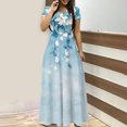 thumbnail image 1 of Ovzne Robes d'Été pour Femmes 2025 Robe d'Été Mode Féminine Femmes Manches Courtes Robe Col Rond Imprimée Longues Robes Poche Robe d'Été Manches Courtes Imprimée Liquidation, 1 of 5