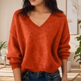 thumbnail image 2 of BLVB Chandails Chauds pour Femmes Col en V Classique Doux Chandail Confortable Ample Décontracté Manches Longues Automne Hiver, 2 of 5