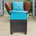 thumbnail image 4 of Costway Lot de 2 Poufs en Rotin pour Patio avec Coussin, Repose-Pieds, Table Basse, Turquoise, 4 of 10
