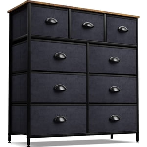 Sorbus Dressers pour Chambre, Tablette de tiroirs pour chambre, Dressing pour enfants, Organisation de placards - Hallway, Bureau - Cadre en fer, haut en bois rustique de ferme, 9 Tiroirs - Boîtes de tissus