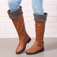 thumbnail image 3 of Dakaela Women's Knee High Boots Comfort Buckle Riding Combat Boot Round Toe Long Tall Fall Winter Shoes, 3 of 6