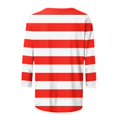 thumbnail image 5 of Meichang T-Shirts à Manches 3/4 Grande Taille pour Femmes, Décontractés, à Imprimé Rayé, Col Ras du Cou, Hauts Légers, Doux et Extensibles, Manches Trois Quarts, Chemise, P-4TG, 5 of 5
