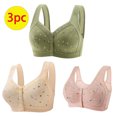 thumbnail image 2 of Timegard 3pc Plus Size Bras for Women Front Closure Button Full Support Bralette Comfort Seniors Bras, 2 of 6