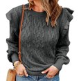 thumbnail image 1 of LinYooLi Women\‘s Long Sleeve Knit Sweater Winter Ribbed Cuff Pullover Tops Warm Cable Knitted Top Casual Jumper, 1 of 3