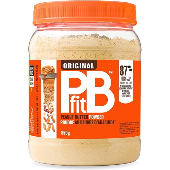 PBfit All-Natural Peanut Butter Powder, 850 g (30 oz) – 87% Less Fat, 4 g Protein, Gluten-Free Powdered Spread from Real Roasted Peanuts