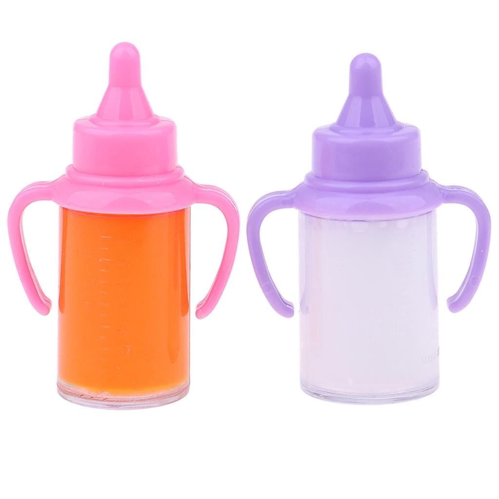 MERIGLARE 2Pcs Reborn Infant Doll Baby Doll Supply Milk Juice Bottles with Two Handles