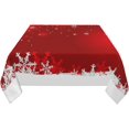 thumbnail image 3 of Christmas Tablecloth Square 54 x 54 Inch Christmas Red Square Table Cloth Polyester Fabric Xmas Winter White Red Snowflake Table Cover for Kitchen Party Picnic Outdoor Decor, 3 of 7