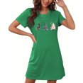 thumbnail image 1 of Sakmal Robe de Maison de Noël pour Femmes Verte Grande Taille Respirante Douce Pyjama Robe de Nuit Manches Courtes Col Rond Court Imprimé d'Arbres de Noël Chemises de Nuit P-2TG, 1 of 5