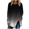 thumbnail image 1 of FAIWAD Women's Long Sleeve Tunic Tops Gradient Round Neck Trendy Spring Casual Pullover Tops, 1 of 5