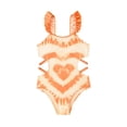 thumbnail image 1 of Girls Swimsuit 1 Piece Swimming Bathing Suit Quick Dry Striped Ruffle Kids Bathing Suits 5-6 Years, 1 of 8