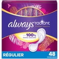thumbnail image 2 of Always Radiant Daily Liners Light Absorbency, Regular Length, Up to 100% Odor Free and Fragrance Free, with Edge-2-Edge Adhesive, 2 of 14