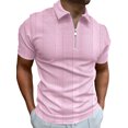 thumbnail image 1 of MAWCLOS T-Shirts pour Hommes Manches Courtes Hauts d'Été Polo Rayé Décontracté Plage Col à Revers Tee Rose m, 1 of 2