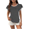 thumbnail image 1 of fheaev Hauts d'Été pour Femmes Manches Courtes Col Rond Décontracté Chic Ample Tunique Pull Mignon Tee-Shirts d'Entraînement Tenues de Vacances à la Plage T-Shirts d'Affaires Vêtements de Mode, 1 of 7