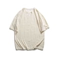 thumbnail image 4 of BOBOGOJP T-Shirts pour Hommes en Coton Léger à Manches Courtes Col Rond (Beige,TG), 4 of 4