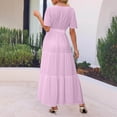 thumbnail image 4 of HXWCHs Robe d'Extérieur pour Femme, Fluide, Col en V, Taille à Nouer, Robe d'Été Décontractée, Confortable, Plage, Évasée, Maxi pour la Saison du Printemps, Rose, m, 4 of 7