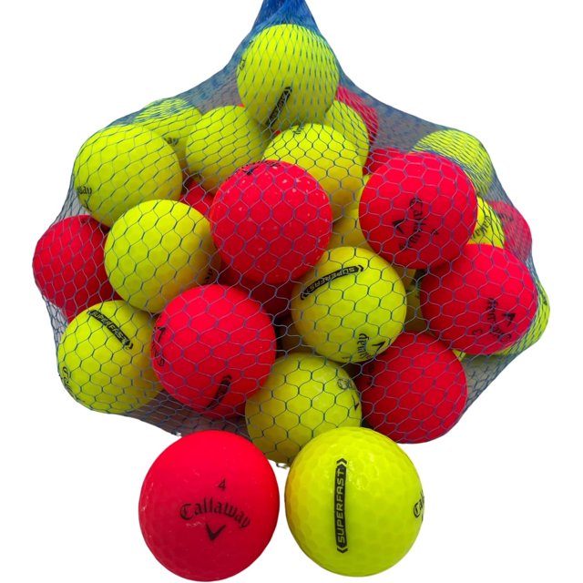 Golf Ball Planet - Balles de Golf Recyclées Callaway Superfast (3a/bon, Lot de 50, Rouge Mat/jaune)