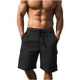 thumbnail image 2 of EOYWHK Linen Shorts for Men Elastic Waist Drawstring Summer Cargo Shorts Summer Beach Swim Board Shorts with Multi-Pockets, 2 of 3