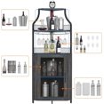 thumbnail image 3 of Armoire de Bar d'Angle, Armoire à Vin Moderne avec Tablettes de Rangement et Porte en Treillis, Armoire de Rangement pour Alcools de Bar à Domicile avec Support en Verre pour Salon, Salle à Manger, 3 of 6