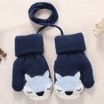 thumbnail image 3 of YOPTOP Kids Knit Mittens Fox Winter Mittens Warm Mittens with Lanyard for Christmas,5, 3 of 10