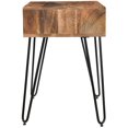 thumbnail image 2 of Table d'appoint industrielle rustique en bois massif et fer – naturel brûlé, 2 of 7