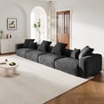 thumbnail image 4 of The Magic Home Canapé Sectionnel Modulaire Convertible en Velours Côtelé à 4 Places, Noir, 4 of 10
