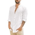 thumbnail image 1 of Kcodviy Turn-Down Shirt Long Dragon Button Up Shirt Tops Button Sleeve Men's Large N Casual Solid Men Shirts, 1 of 6