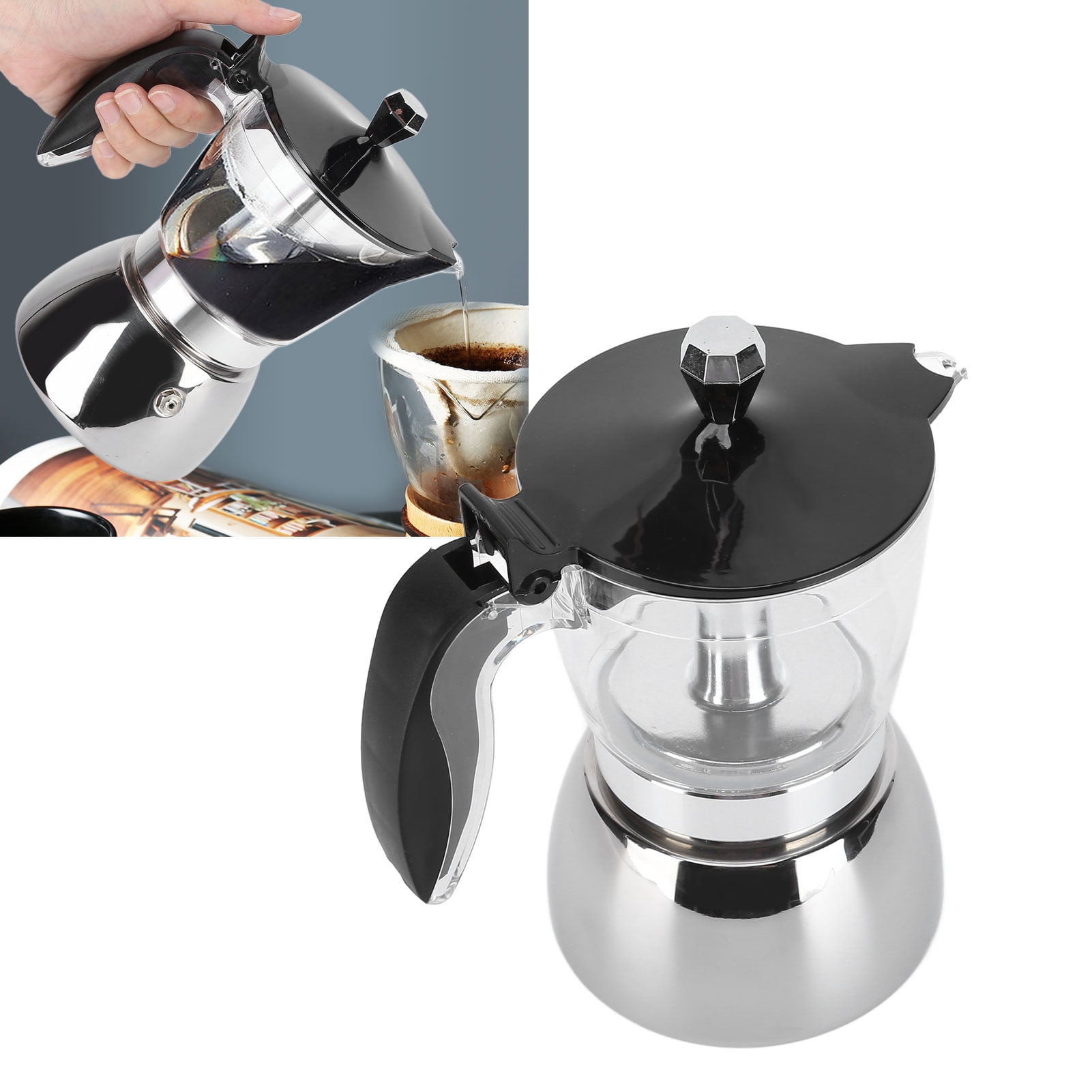 White Coffee Maker, Stainless Steel 300ml Household Retro Coffee Maker Simple For Home And Office