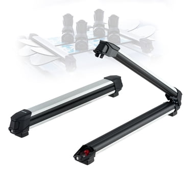 VEVOR Ski & Snowboard Roof Rack, Carry up to 6 Pairs of Skis or 4 Snowboards, 2 PCS Aluminum Universal Car Roof Rack with Lock & Rubber Padding, Carrier for Fishing Rod, Fit Most Slotted Crossbars