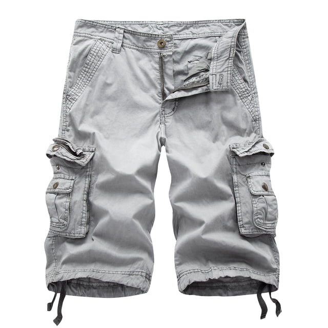 Birdeem Mens Casual Pure Color Outdoors Pocket Beach Work Trouser Cargo Shorts Pant
