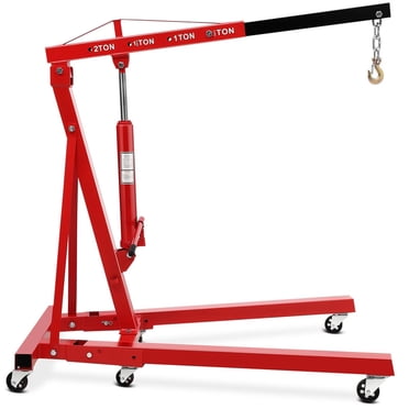 TROPOW 2-Ton Folding Hydraulic Engine Hoist – Heavy-Duty Shop Crane with 6 Casters, 4400 lb Capacity