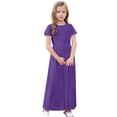 thumbnail image 4 of biudgviw Robe Maxi pour Filles à Manches Courtes, Col Ras du Cou, Couleur Unie, Robe Trapèze Décontractée, Robe d'Été Longue avec Poches, 4 of 6