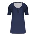 thumbnail image 4 of Birdeem T-Shirt à Col Rond Boutonné pour Femmes Haut à Manches Courtes Ample, 4 of 9
