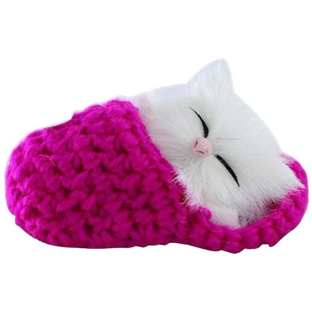 Sleeping Cat Toy Small Cat Stuffed Animal Plush Toy Kitten(Cat in Random Color)Rose Red
