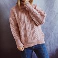 thumbnail image 2 of IROINID Pull à Col Roulé pour Femmes Couleur Unie Ample Mi-Longueur Manches Longues Blouse Pull Tricoté, 2 of 5