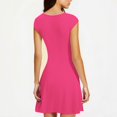 thumbnail image 4 of Mgmyaa A-Line Dress Robe Courte d'Été pour Femmes à Col Rond, Manches 1/4, Couleur Unie, Manches Cap, Robe de Cocktail pour Fête, 4 of 5