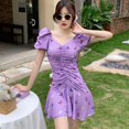 thumbnail image 3 of Mode Femmes Sexy Tube Robe Papillon Imprimé Femme Manches Courtes Stretch Robe Hip Clubwear Vacances Patry Mini Robe Blanc XL, 3 of 6