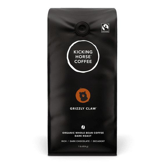 Café á grains entiers à torréfacation corsée Grizzly ClawMD biologique Coffee de Kicking HorseMD