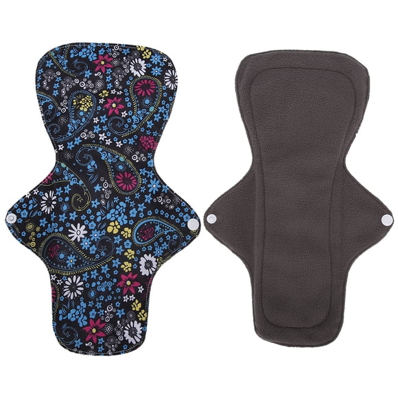 Spptty 1pcs Bamboo Charcoal Fiber Washable Menstrual Pad Reusable Lengthened Sanitary Napkin (L 33cm), Sanitary Pad, Reusable Sanitary Pad