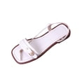 thumbnail image 1 of White Womens Flat Sandals Square Open Toe Single Adjustable Buckle Soft Lightweight Structure For Daily Outdoor Leisure And Long Time Comfort Wearing, 1 of 9
