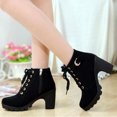 thumbnail image 1 of EGNMCR Bottines pour Femmes Femmes Rétro Talon Épais Chaussures à Talons Hauts Grande Taille à Lacets, 1 of 6