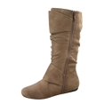 thumbnail image 2 of Bottes Mi-Mollet à Bout Rond pour Femmes Zone 70, Confort, Fermeture Éclair, Boucle, Style Plissé Décontracté, Talon Plat ( Taupe, 8), 2 of 2