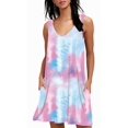 thumbnail image 1 of Robes T-Shirt Décontractées d'Été pour Femmes, Sortie de Plage, Robe Débardeur Plissée Unie, 1 of 3